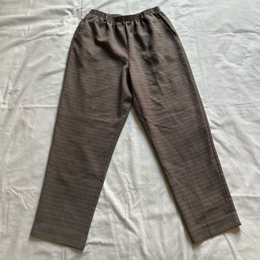 Alfred Dunner Men's Brown Patterned Dress Pants